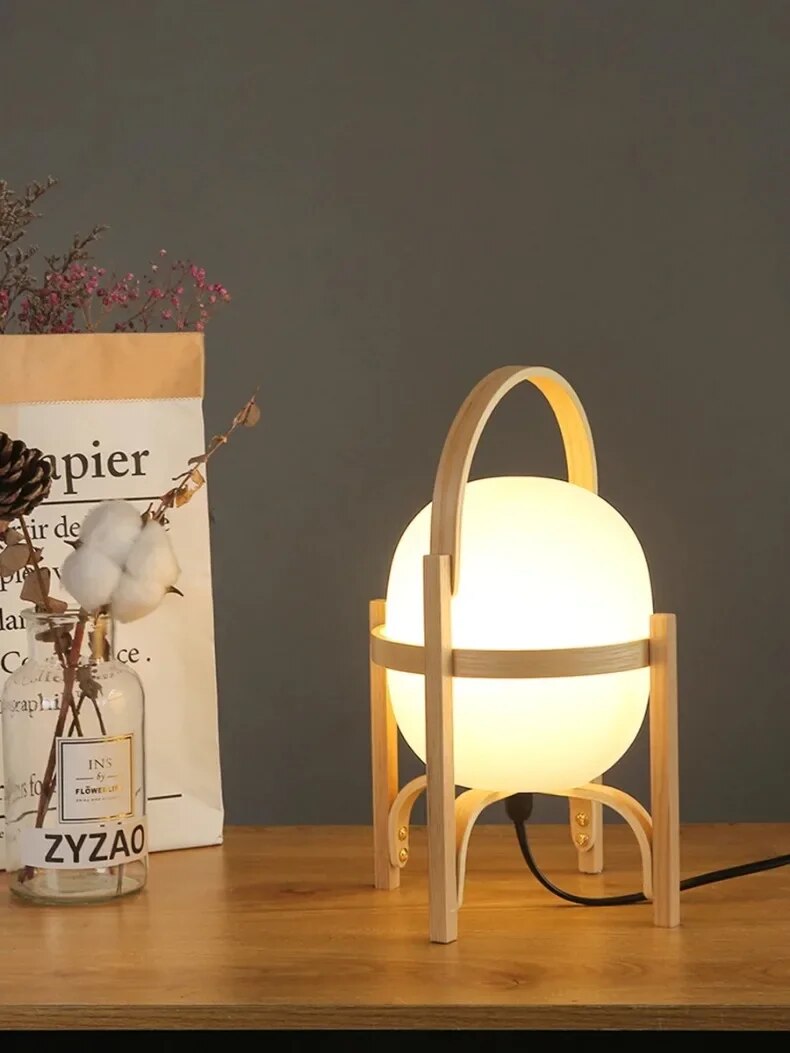 WoodCraft - Lampada da tavolo moderna in legno