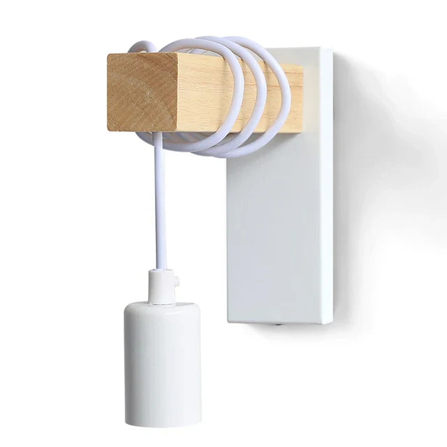 RusticBeam - Lampada da parete in ferro e legno
