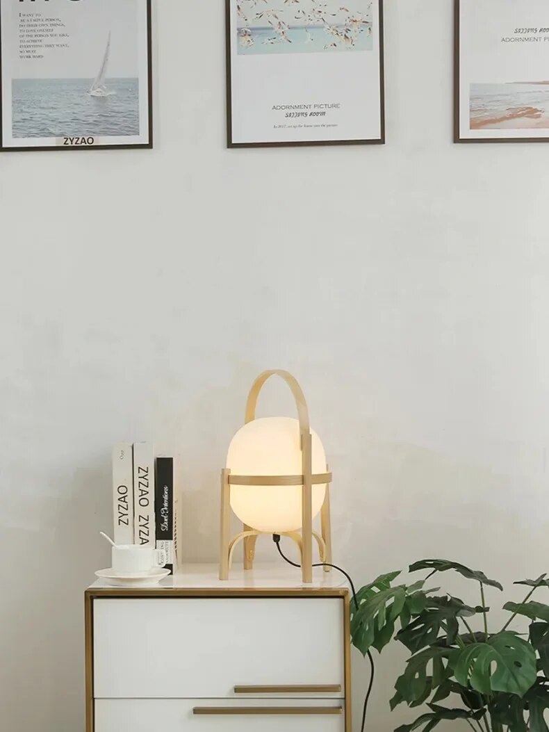 WoodCraft - Lampada da tavolo moderna in legno