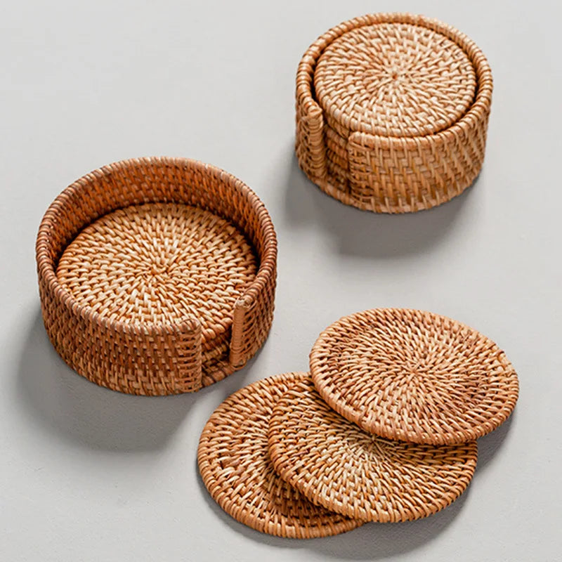 TeaEssential - Tappetini per tazze in vimini Rotan