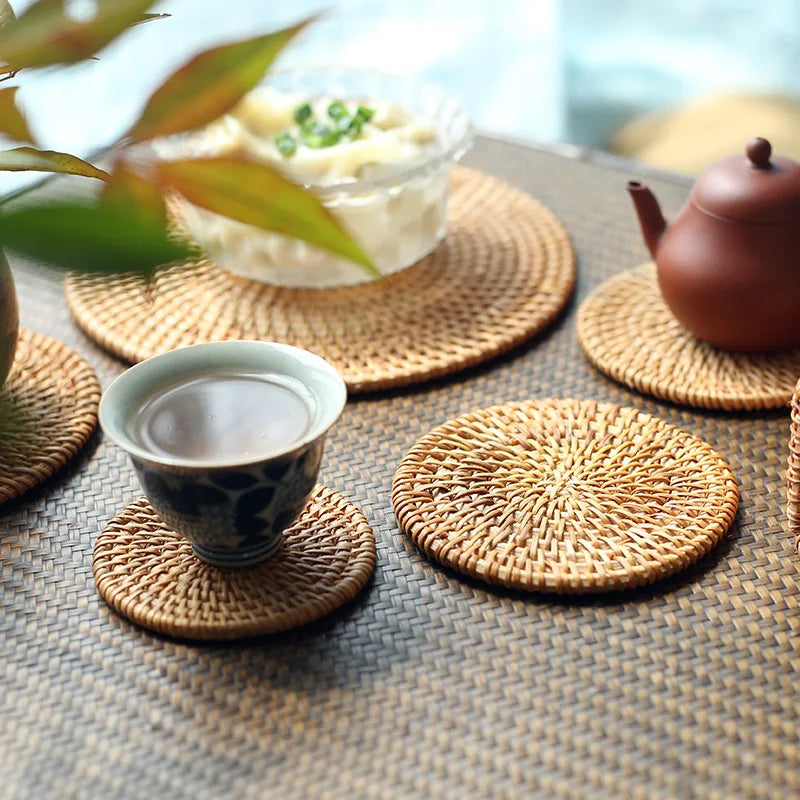 TeaEssential - Tappetini per tazze in vimini Rotan