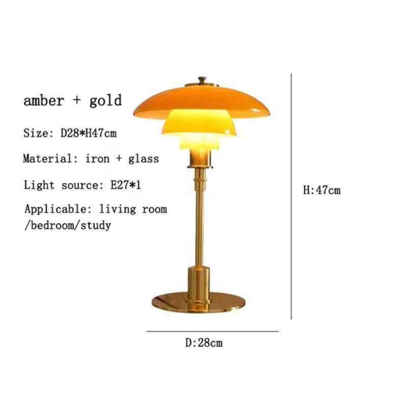 VintageRadiance - Lampada da tavolo in vetro a LED per la lettura