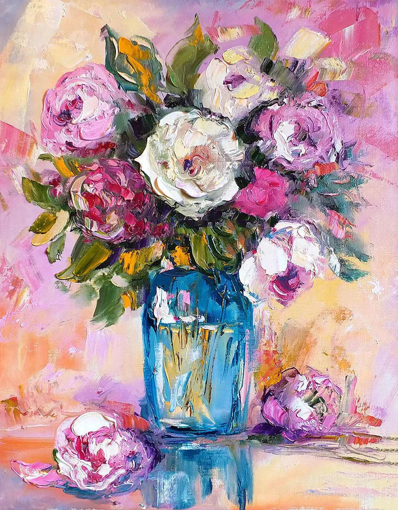 BloomCanvas | Dipinti a olio di fiori colorati