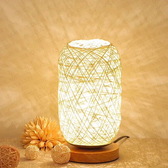 Woodland - Lampada da tavolo in legno Rope