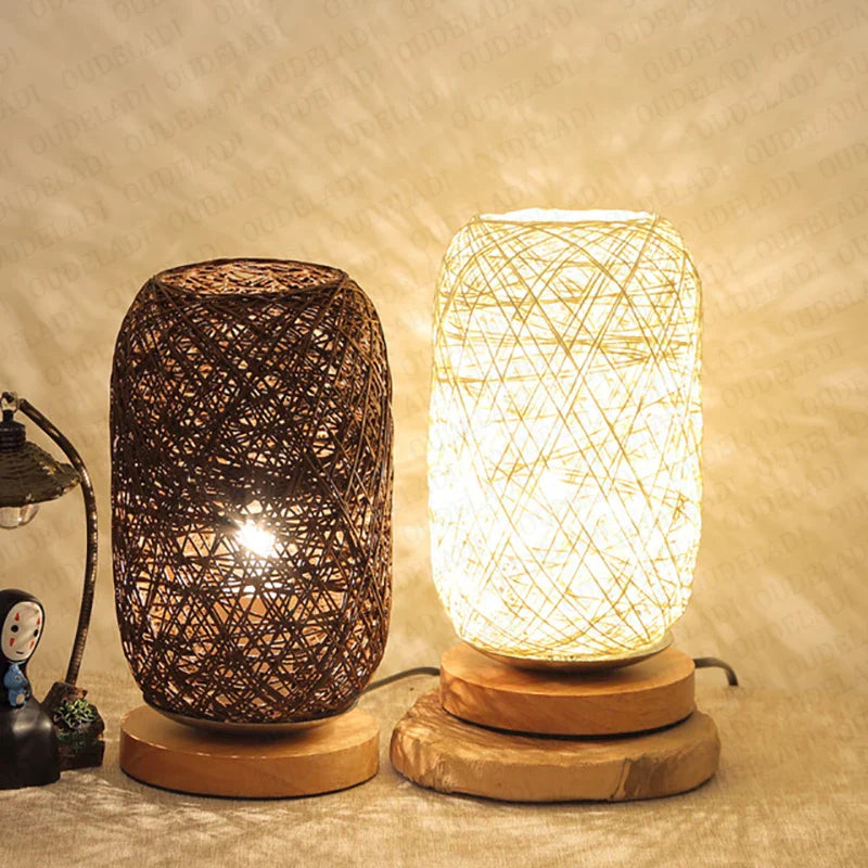 Woodland - Lampada da tavolo in legno Rope