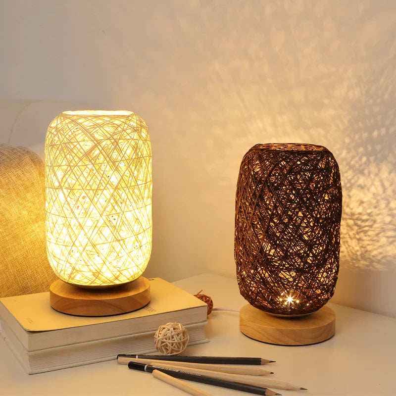 Woodland - Lampada da tavolo in legno Rope