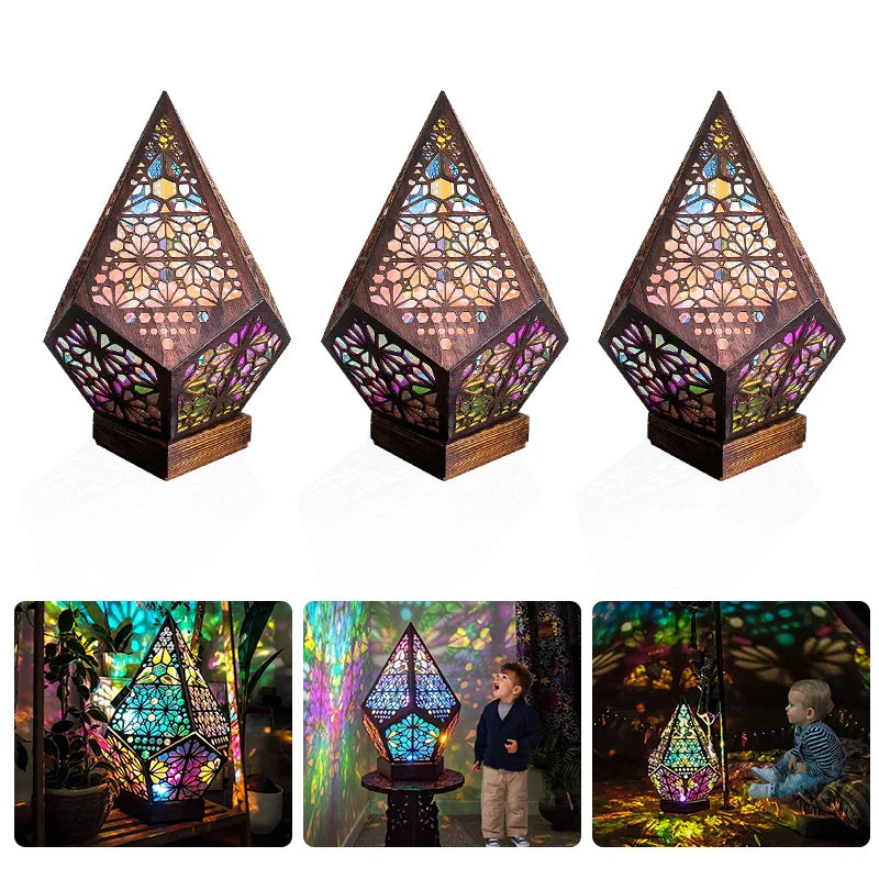 TimberProjection - Lampada da notte a proiezione cava in legno