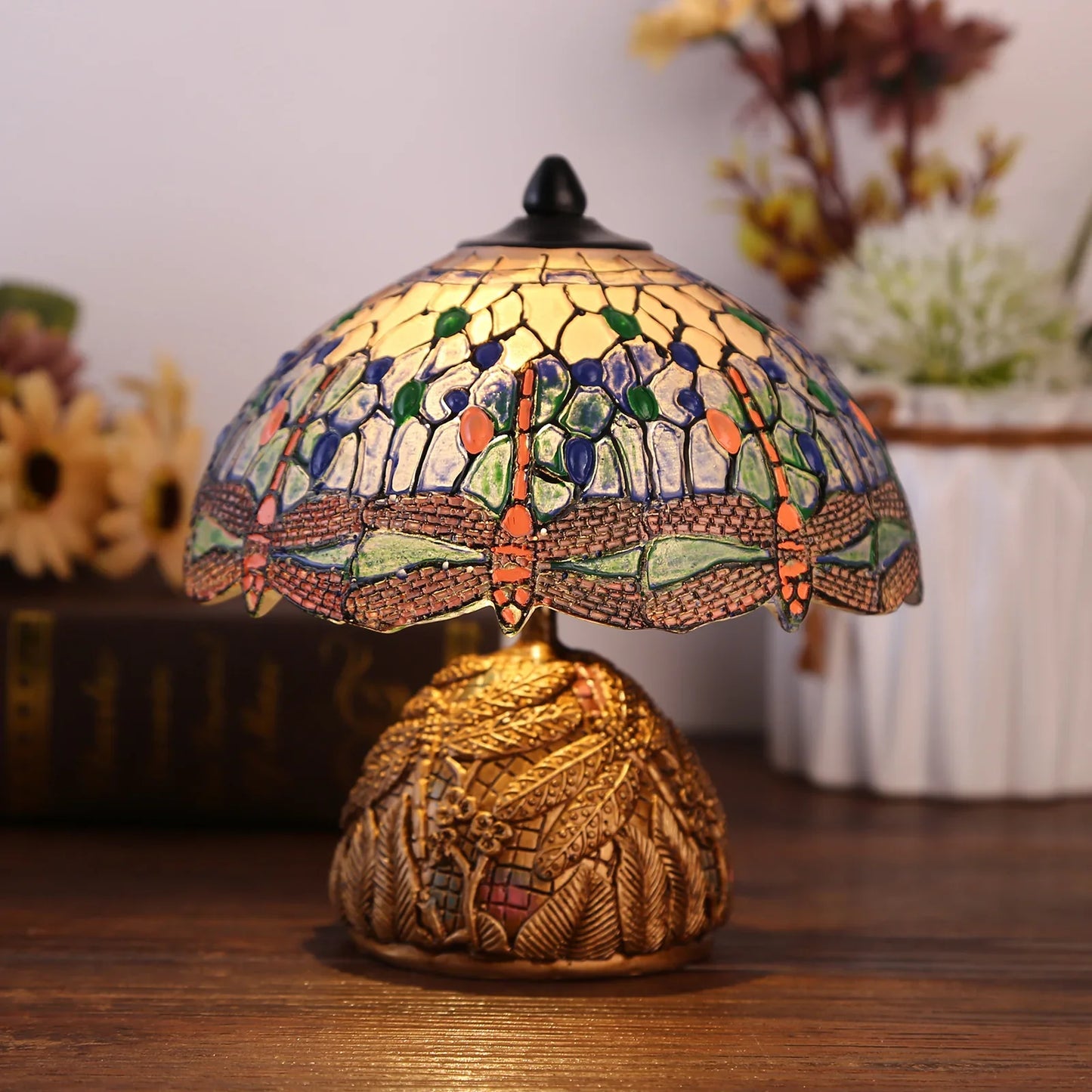 LuxeVintage - Lampada in vetro colorato Dragonfly