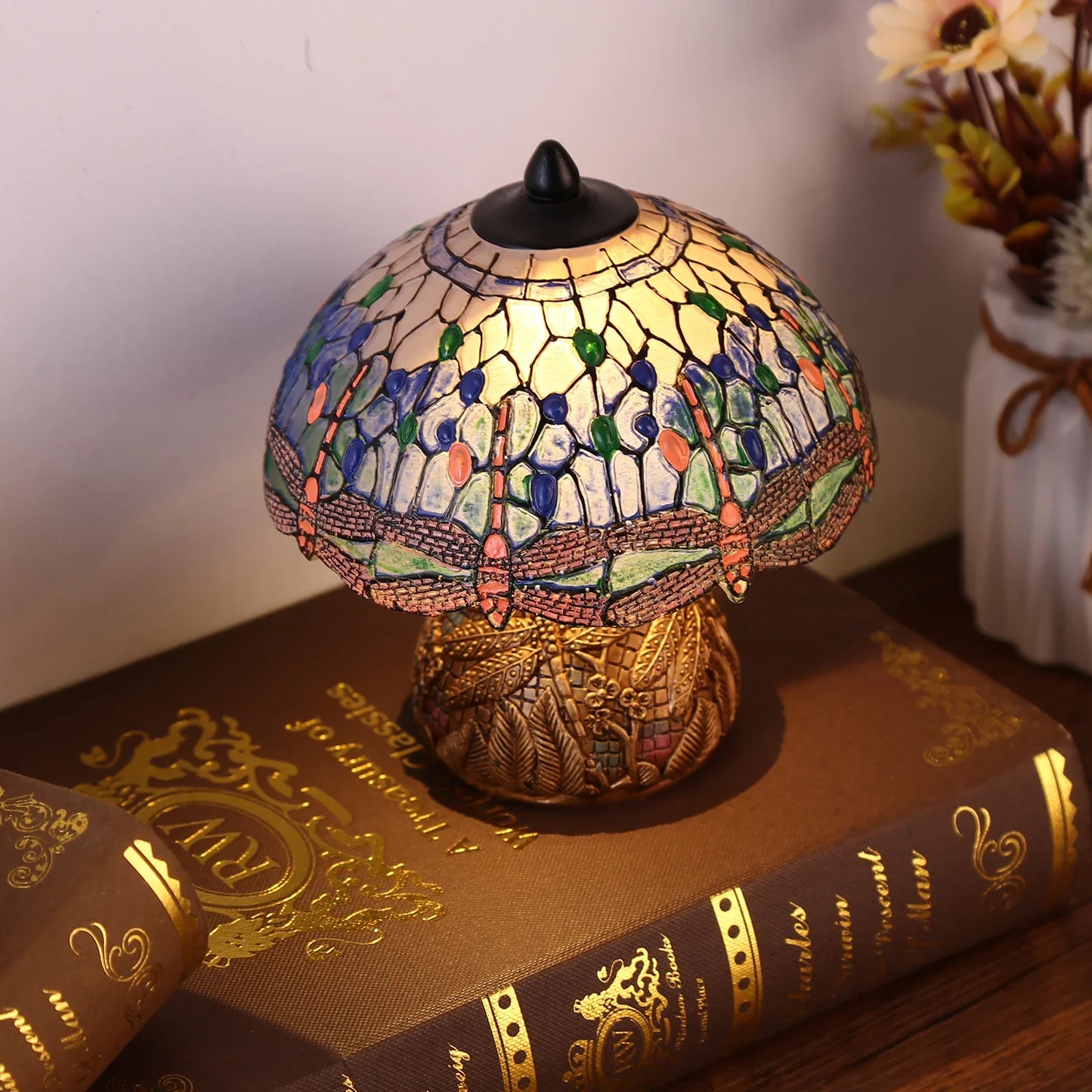 LuxeVintage - Lampada in vetro colorato Dragonfly