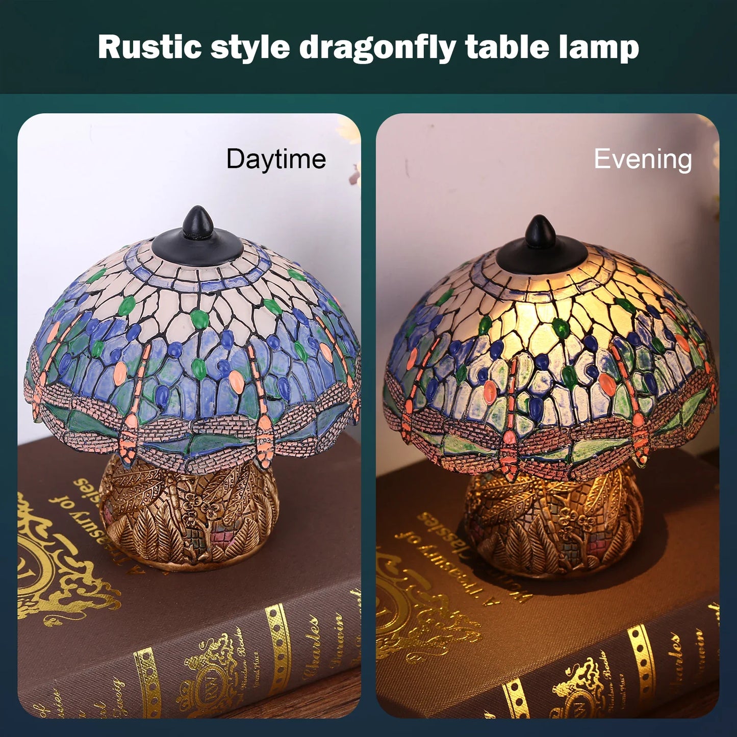 LuxeVintage - Lampada in vetro colorato Dragonfly