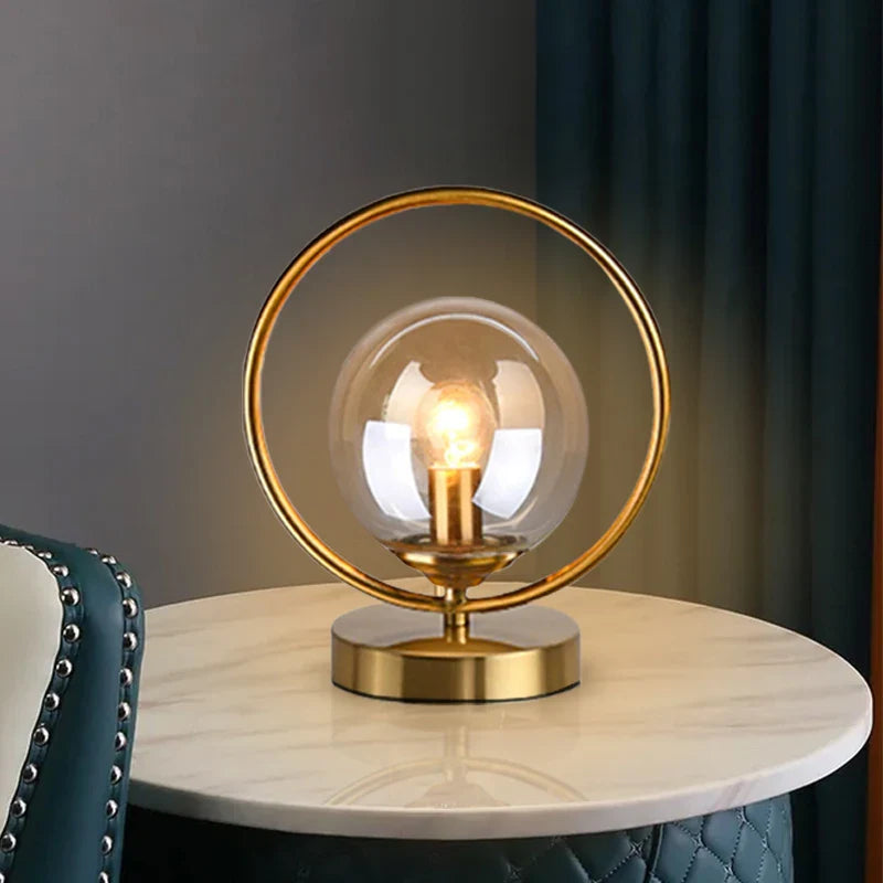 LuminaTreasure - Lampada da tavolo con globo in vetro
