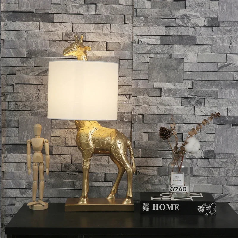 SavannaGlow - Lampade da tavolo giraffa in resina