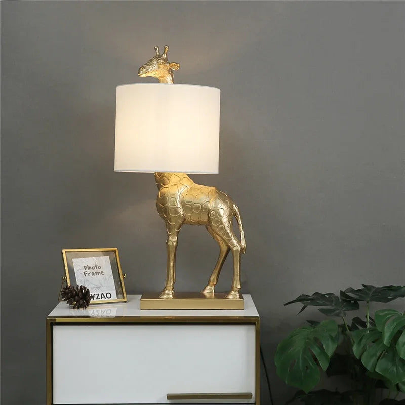 SavannaGlow - Lampade da tavolo giraffa in resina