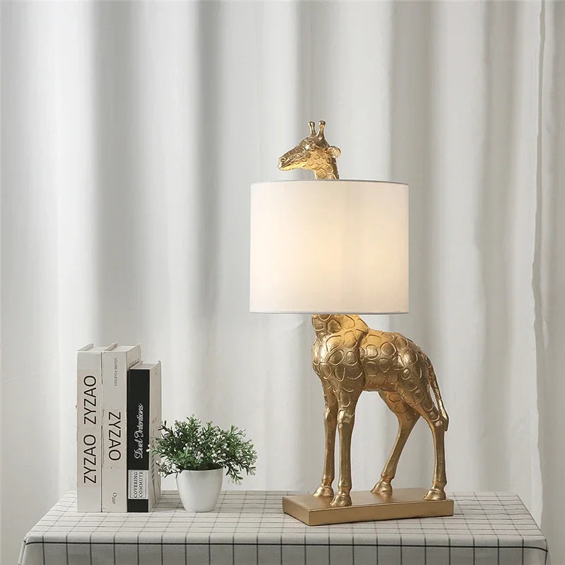 SavannaGlow - Lampade da tavolo giraffa in resina