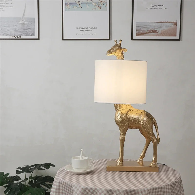 SavannaGlow - Lampade da tavolo giraffa in resina