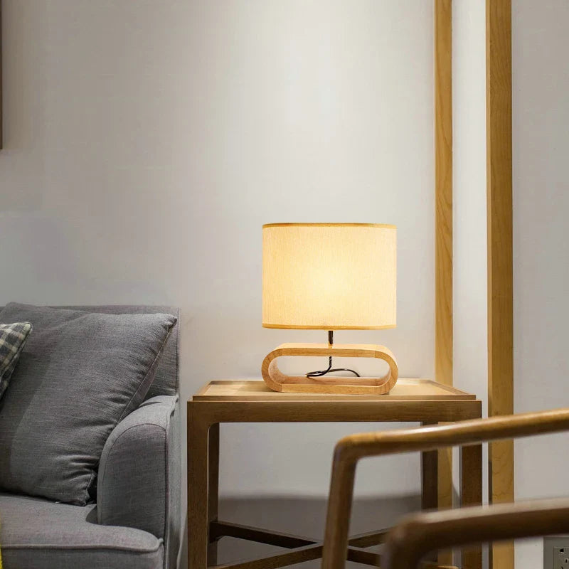 OakGlow - Lampada da tavolo con base in legno