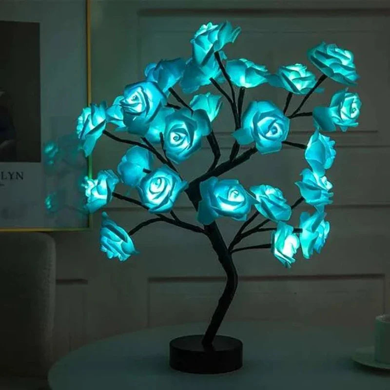 RadianceBloom - Lampada ad albero con fiori di rosa