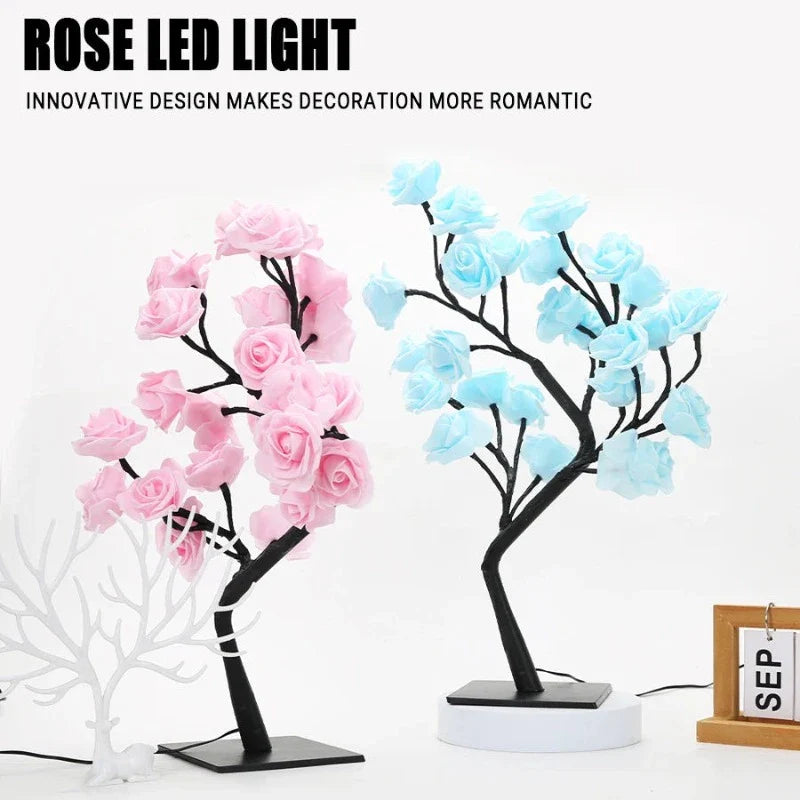 RadianceBloom - Lampada ad albero con fiori di rosa