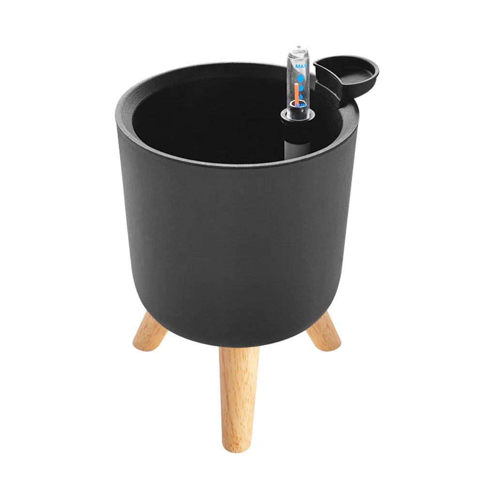 AquaBloom | Vaso per fiori autoinnaffiante con gambe in legno