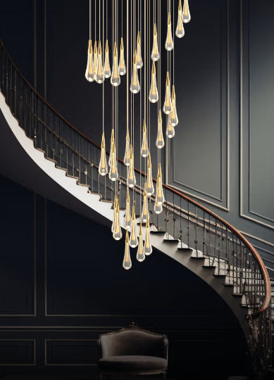 Lampadario a gocce di cristallo Indra