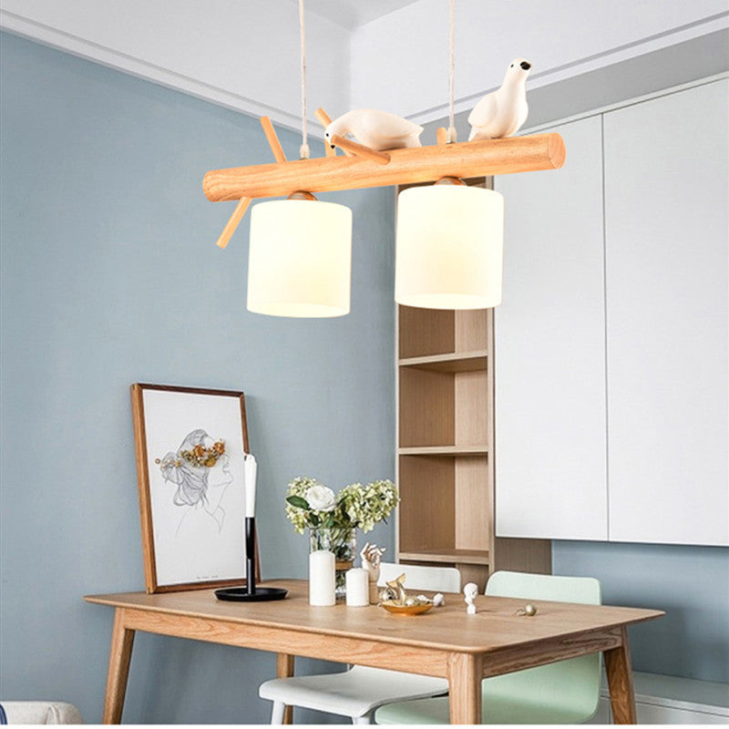 BirdNest - Lampadario in legno naturale