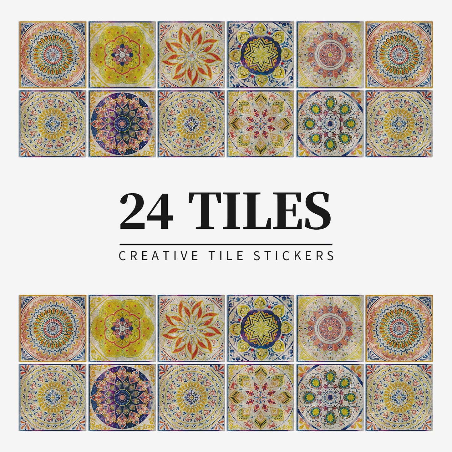 24 pezzi di piastrelle mandala europee