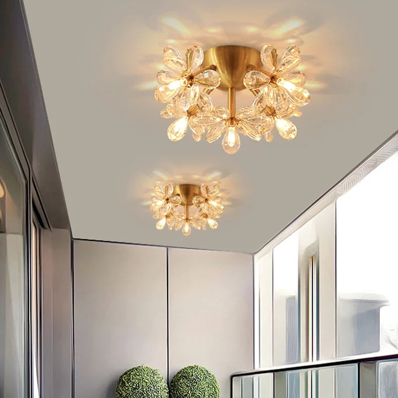 Moderna plafoniera LED in cristallo
