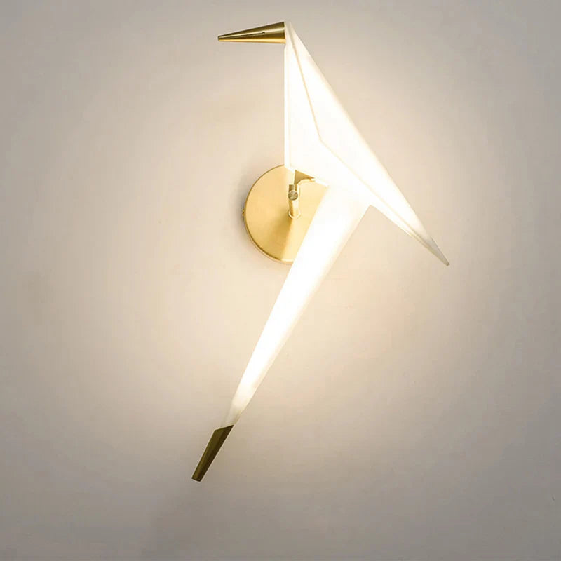 Applique moderne a led con gru di carta