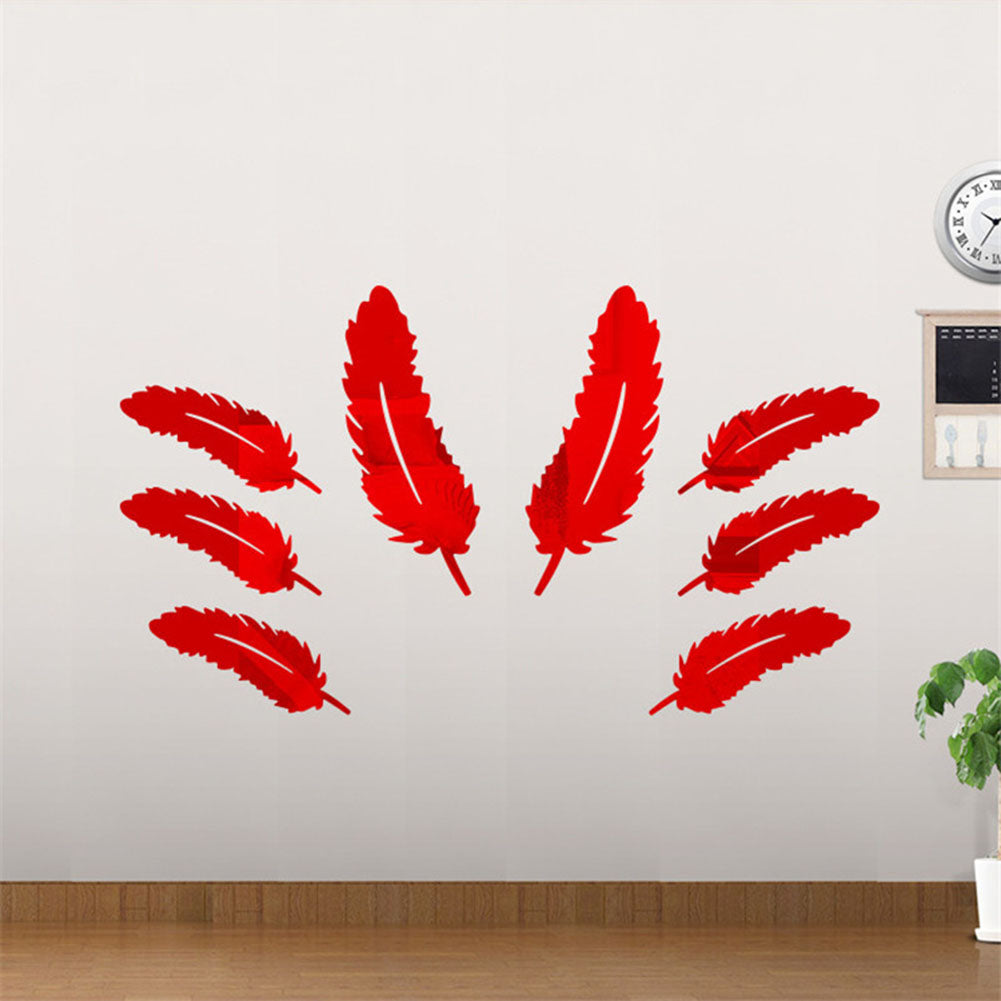 Adesivo murale con piume d'argento 3D