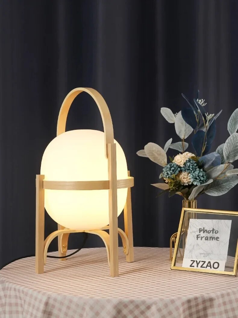 WoodCraft - Lampada da tavolo moderna in legno