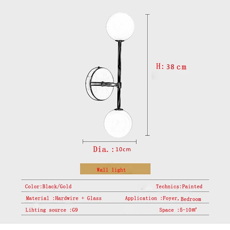 LuminousCrystal - Lampada da parete a led in vetro smerigliato Bal