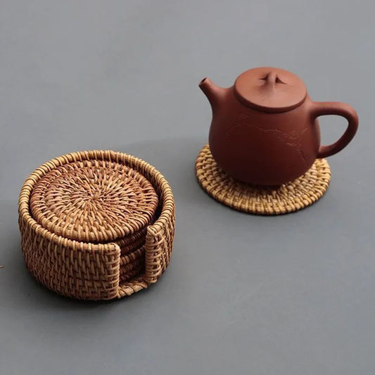 TeaEssential - Tappetini per tazze in vimini Rotan
