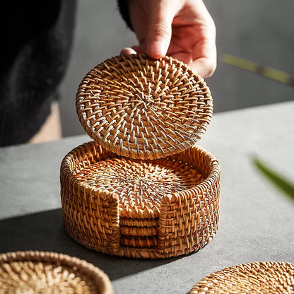 TeaEssential - Tappetini per tazze in vimini Rotan