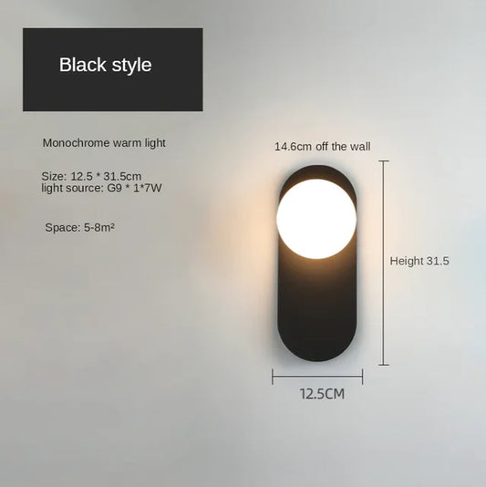 GildedGlimmer - Lampada da parete moderna a led con globo di vetro