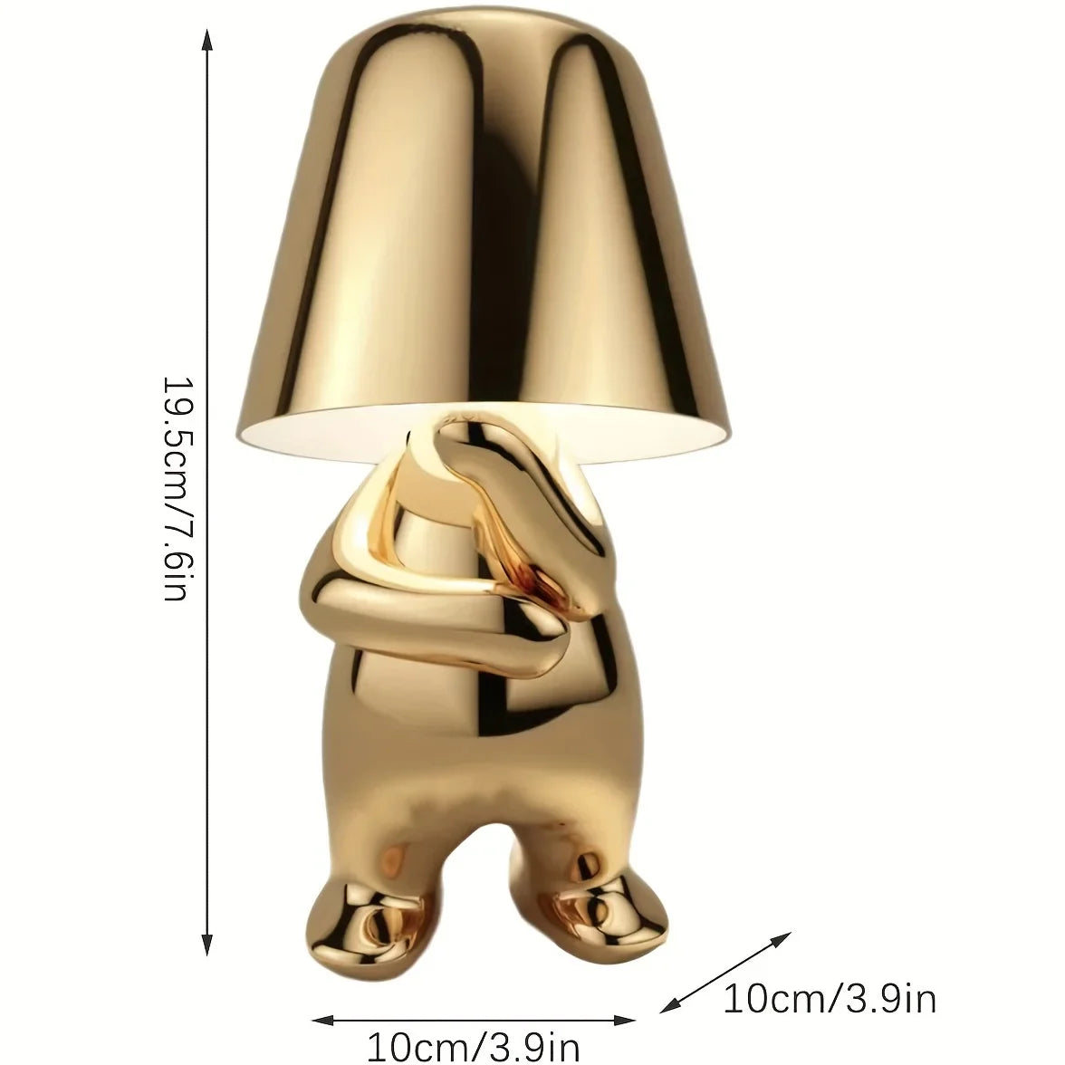 GoldenGrace - Lampada da tavolo con statua dorata