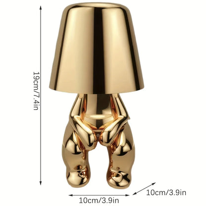 GoldenGrace - Lampada da tavolo con statua dorata