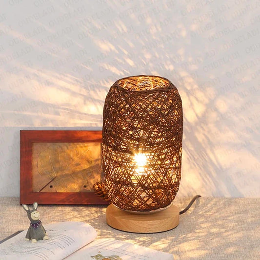 Woodland - Lampada da tavolo in legno Rope