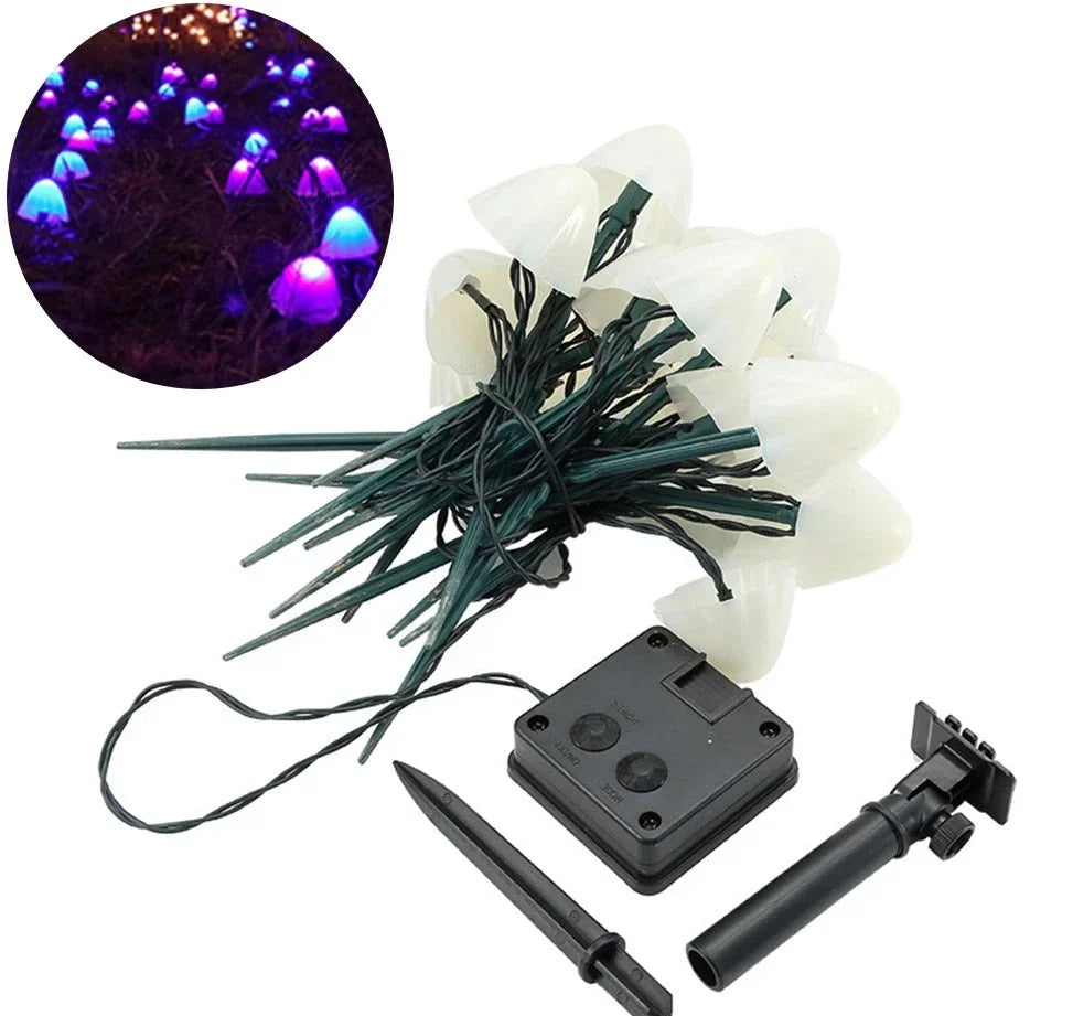 EnchantedCaps - Lampade da giardino a corda a fungo