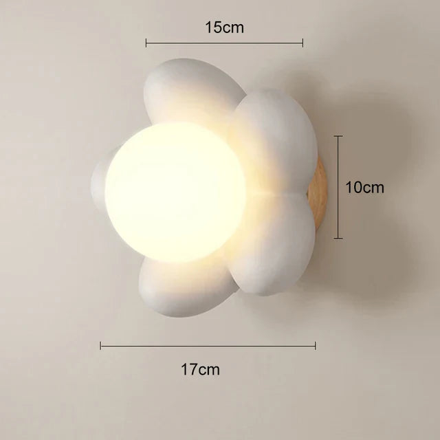 FloralGlimmer - Lampada da parete con fiore color crema