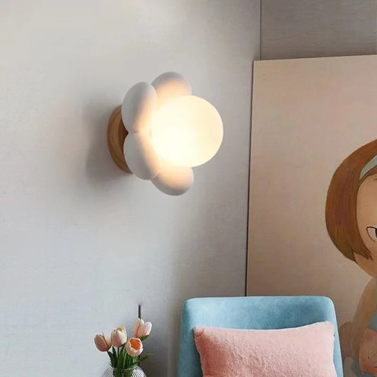 FloralGlimmer - Lampada da parete con fiore color crema