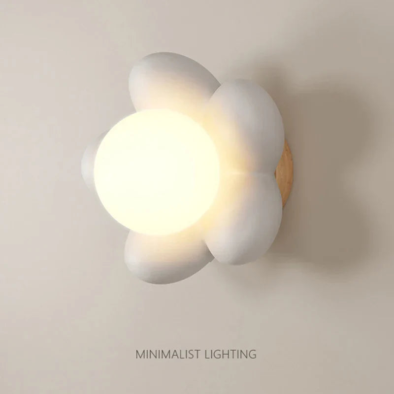 FloralGlimmer - Lampada da parete con fiore color crema