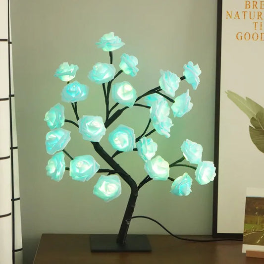 RadianceBloom - Lampada ad albero con fiori di rosa