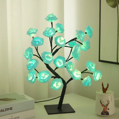 RadianceBloom - Lampada ad albero con fiori di rosa