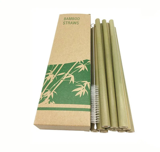 BambooCheers | Set di cannucce in bambù naturale con spazzola di pulizia ecologica
