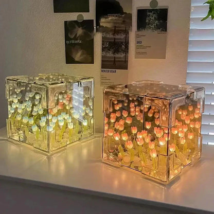 LumiTulip | Lampada cubo a specchio Tulipano