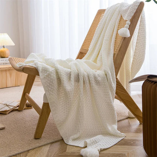 NordicKnit | Coperta a maglia grossa con nappine