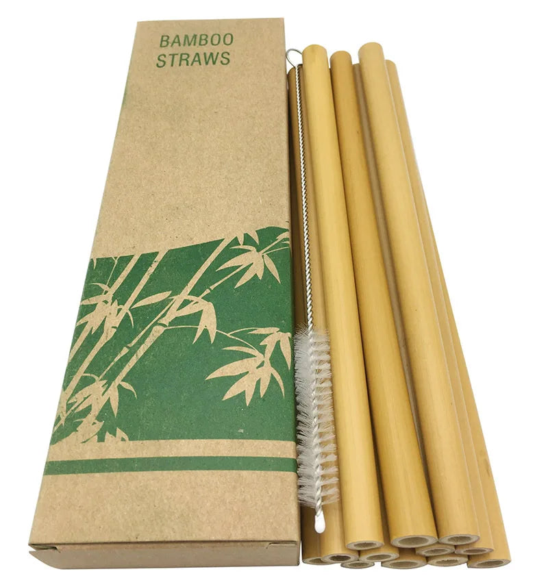 BambooCheers | Set di cannucce in bambù naturale con spazzola di pulizia ecologica