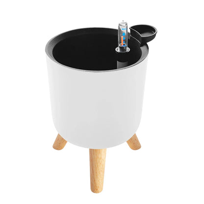AquaBloom | Vaso per fiori autoinnaffiante con gambe in legno