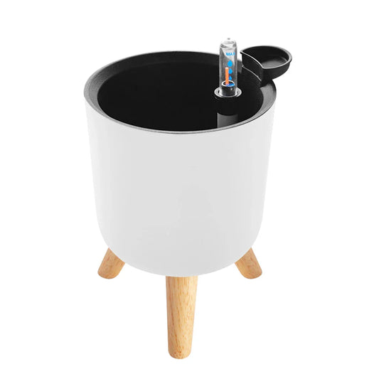 AquaBloom | Vaso per fiori autoinnaffiante con gambe in legno