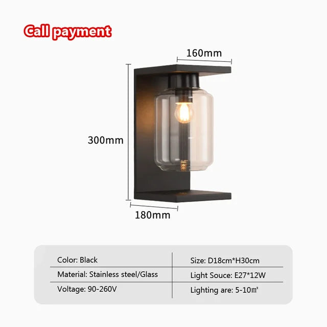 TimelessGlow - Classica lampada da parete Edison a energia solare